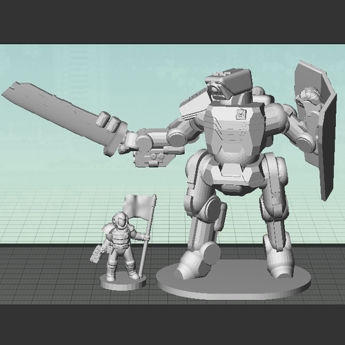 Brontes Heavy Assault Robot (28mm scale) 3D Print 28568