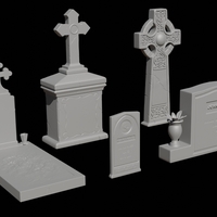 Small 5 pack – Tombstones and gravestones 3D Printing 285853