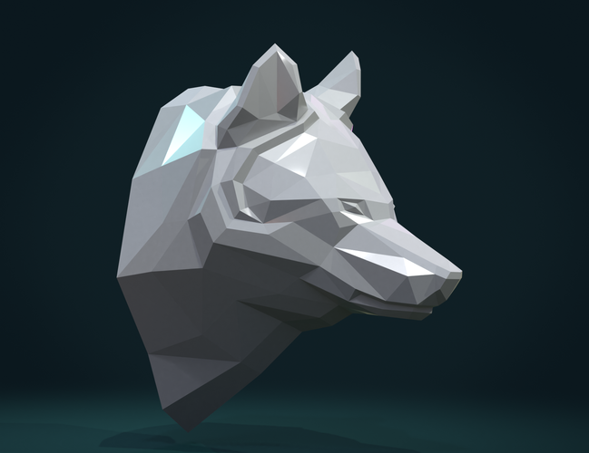 Low poly Wolf head 3D Print 286653