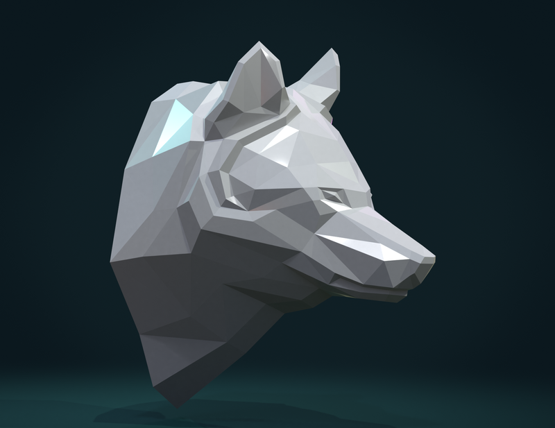 Low poly Wolf head