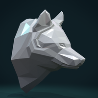 Small Low poly Wolf head 3D Printing 286653