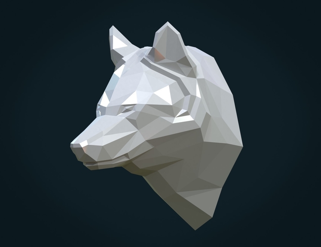 Low poly Wolf head 3D Print 286654