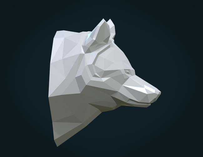Low poly Wolf head 3D Print 286655