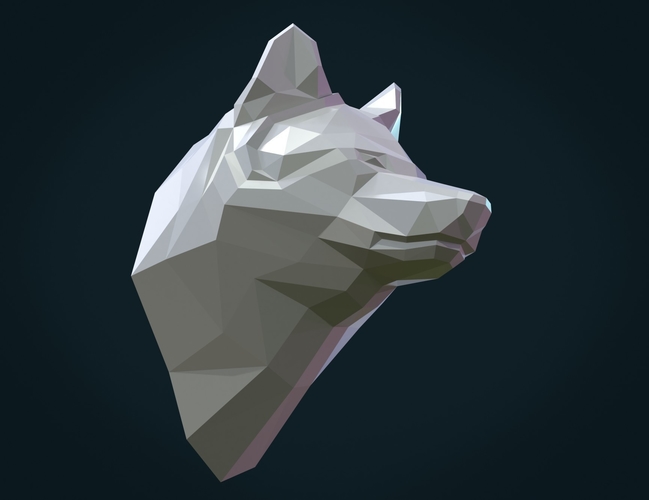 Low poly Wolf head 3D Print 286656