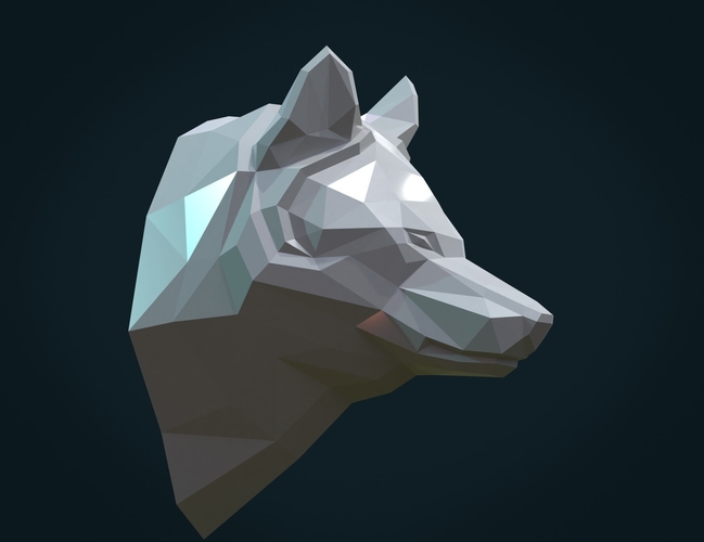 3D Printed Low poly Wolf head by Skazok | Pinshape