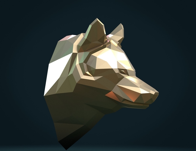 Low poly Wolf head 3D Print 286662
