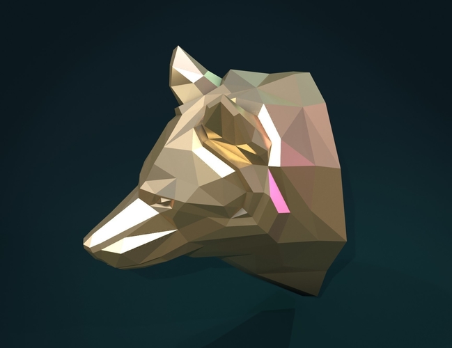 Low poly Wolf head 3D Print 286664