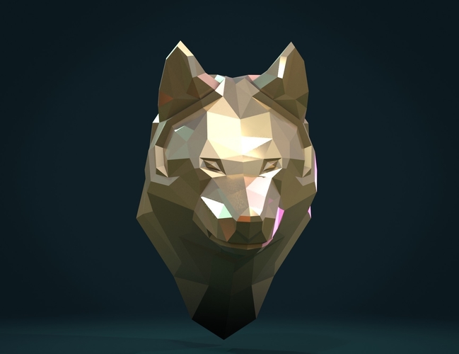 Low poly Wolf head 3D Print 286665