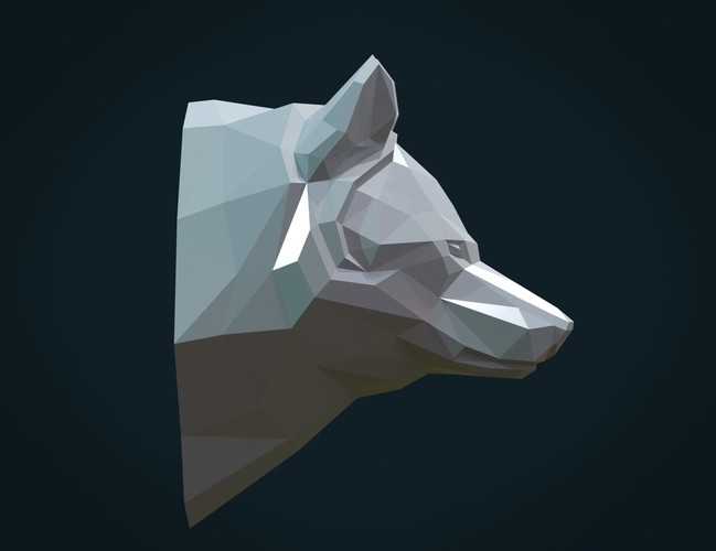 Low poly Wolf head 3D Print 286666