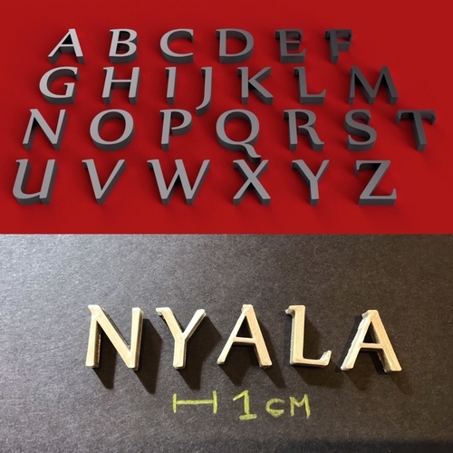 NYALA font uppercase 3D letters STL file