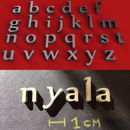 NYALA Font lowercase 3D letters STL file