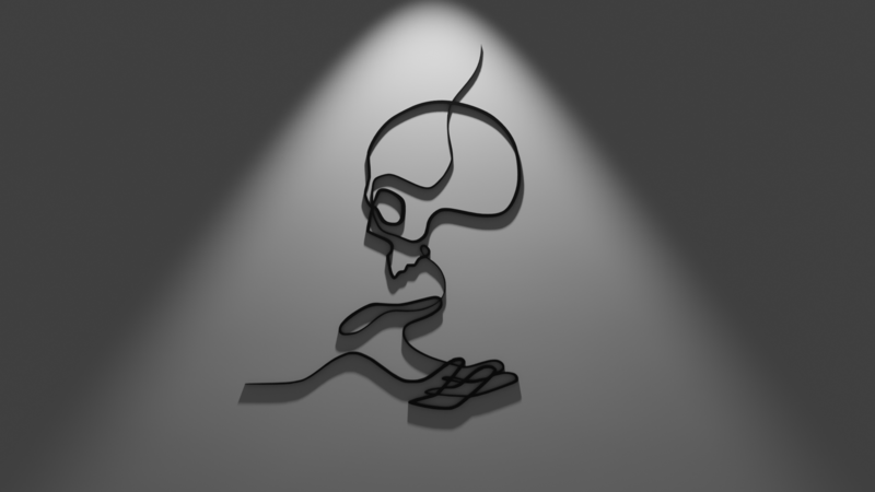 Wall Skull & Hand picture