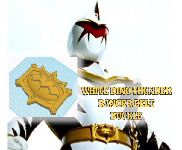 White Ranger Dino Thunder Belt Buckle 3D Printing STL File 3D Print 287750