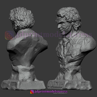Joker Heath Ledger Bust Sculpt 3D print model - Thumbnail 8