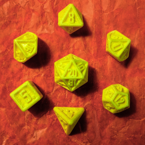D&D Dice Set with Outset Numbering (d4 to d20) 3D Print 288642