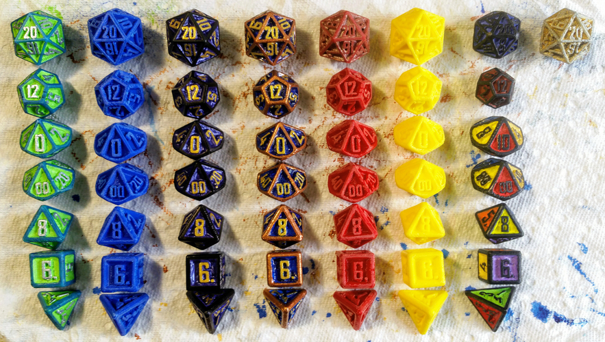 D&D Dice Set with Outset Numbering (d4 to d20) 3D Print 288644