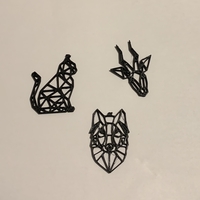 GEOMETRIC ANIMAL NECKLACE GEOMETRIC WOLF, CAT, DEER - Thumbnail 1