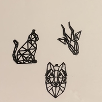 GEOMETRIC ANIMAL NECKLACE GEOMETRIC WOLF, CAT, DEER - Thumbnail 3