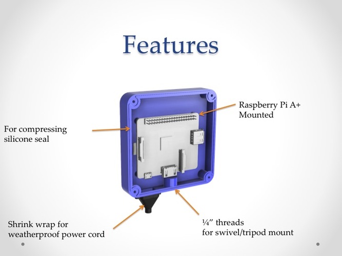 RainBerry: Weatherproof Case for Raspberry Pi A+ and Pi Camera 3D Print 28969