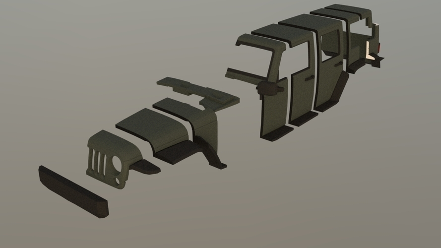 Jeep Wrangler Unlimited 2003 Body 3D Print 290465