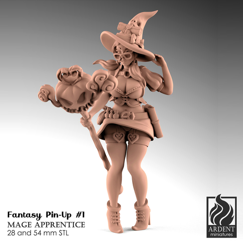 Mage Apprentice - Fantasy Pin-up #1 3D Print 290755