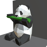 panda figure low poly 3D print model - Thumbnail 3