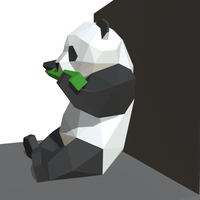 panda figure low poly 3D print model - Thumbnail 4