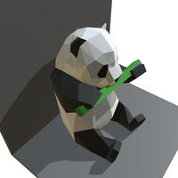 panda figure low poly 3D print model - Thumbnail 6