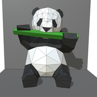 panda figure low poly 3D print model - Thumbnail 8