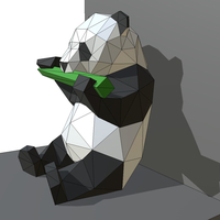 panda figure low poly 3D print model - Thumbnail 9