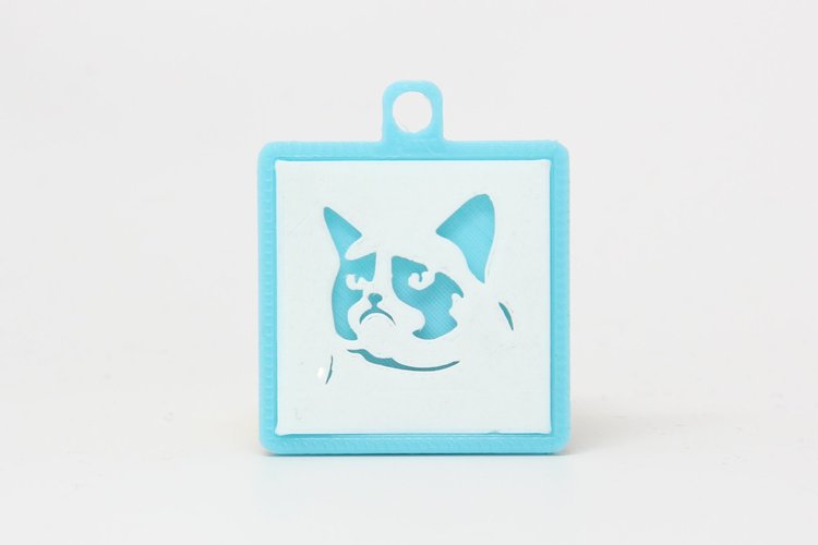 Grumpy Cat Silhouette Keychain 3D Print 29560