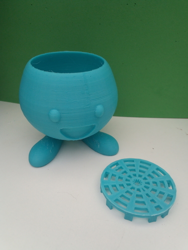 Oddish plant pot + drain disk 3D Print 298881