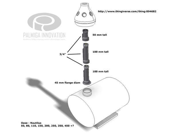3/4 inch threaded fountain tube extenders