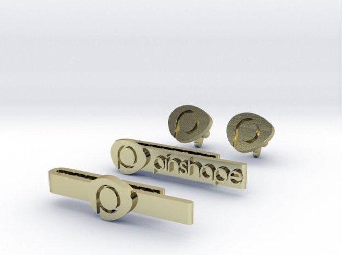 Pinshape Cuff Links and Tie Bars  Set 3D Print 30055