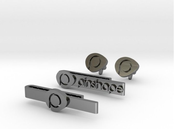 Pinshape Cuff Links and Tie Bars  Set 3D Print 30057