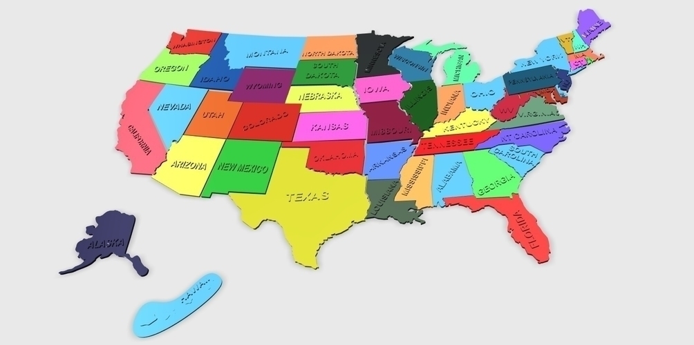 USA MAP PUZZLE CORRECCIONES 3D Print 304517
