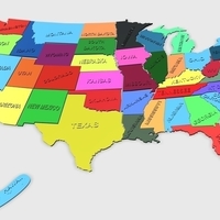 Small USA MAP PUZZLE CORRECCIONES 3D Printing 304517