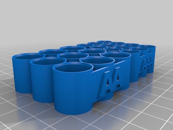 AA & AAA Battery Holder 3D Print 30455