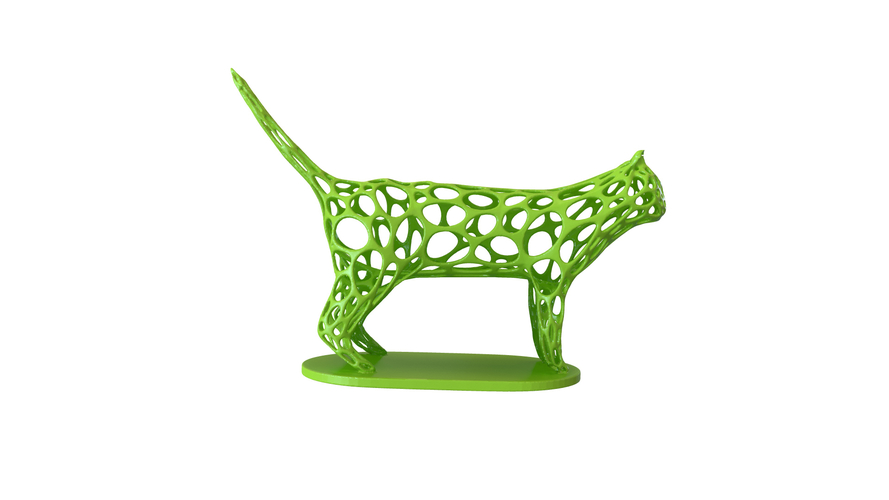  cat Voronoi  wireframe 3D Print 306255