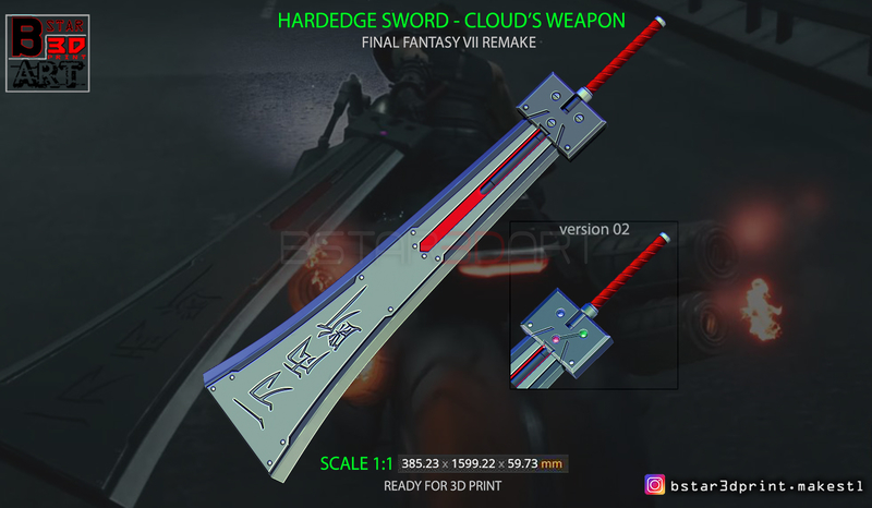 HardEdge Sword Cloud - Final Fantasy VII remake 3D print model