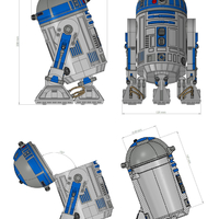 STAR WARS R2D2 detailed printable rotating openable head - Thumbnail 11