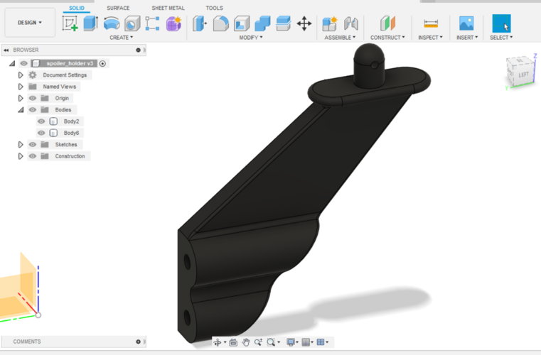 Kyosho DBX 1:8 left spoiler holder  3D Print 307042