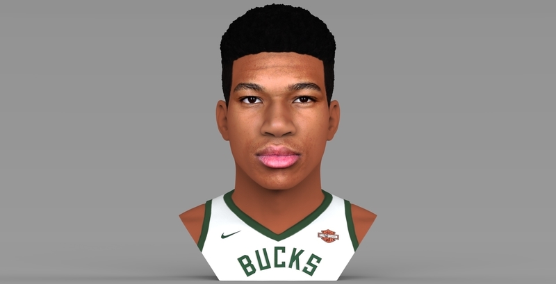 Giannis Antetokounmpo bust ready for full color 3D printing