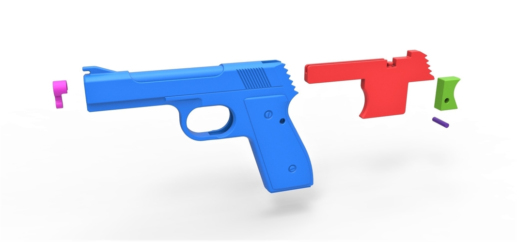 Five-shot toy pistol for rubber bands 3D Print 314543