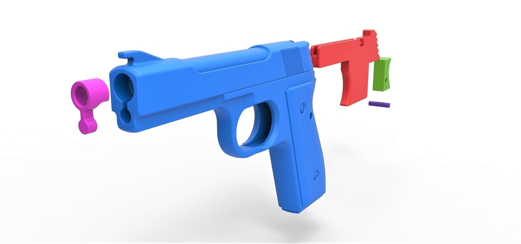 Five-shot toy pistol for rubber bands 3D Print 314544