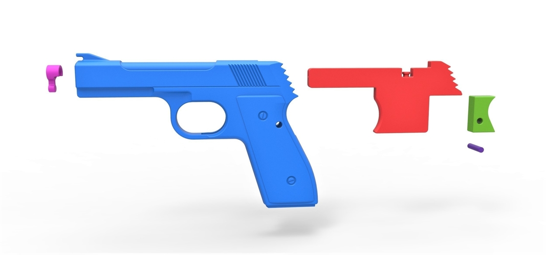 Five-shot toy pistol for rubber bands 3D Print 314545