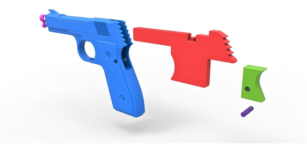 Five-shot toy pistol for rubber bands 3D Print 314546