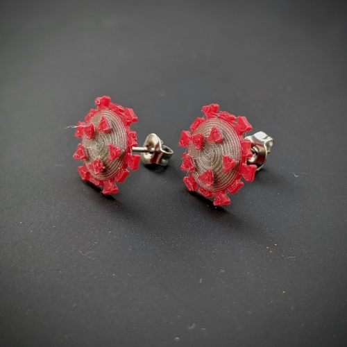 Coronavirus Earrings (stud) 3D Print 314648