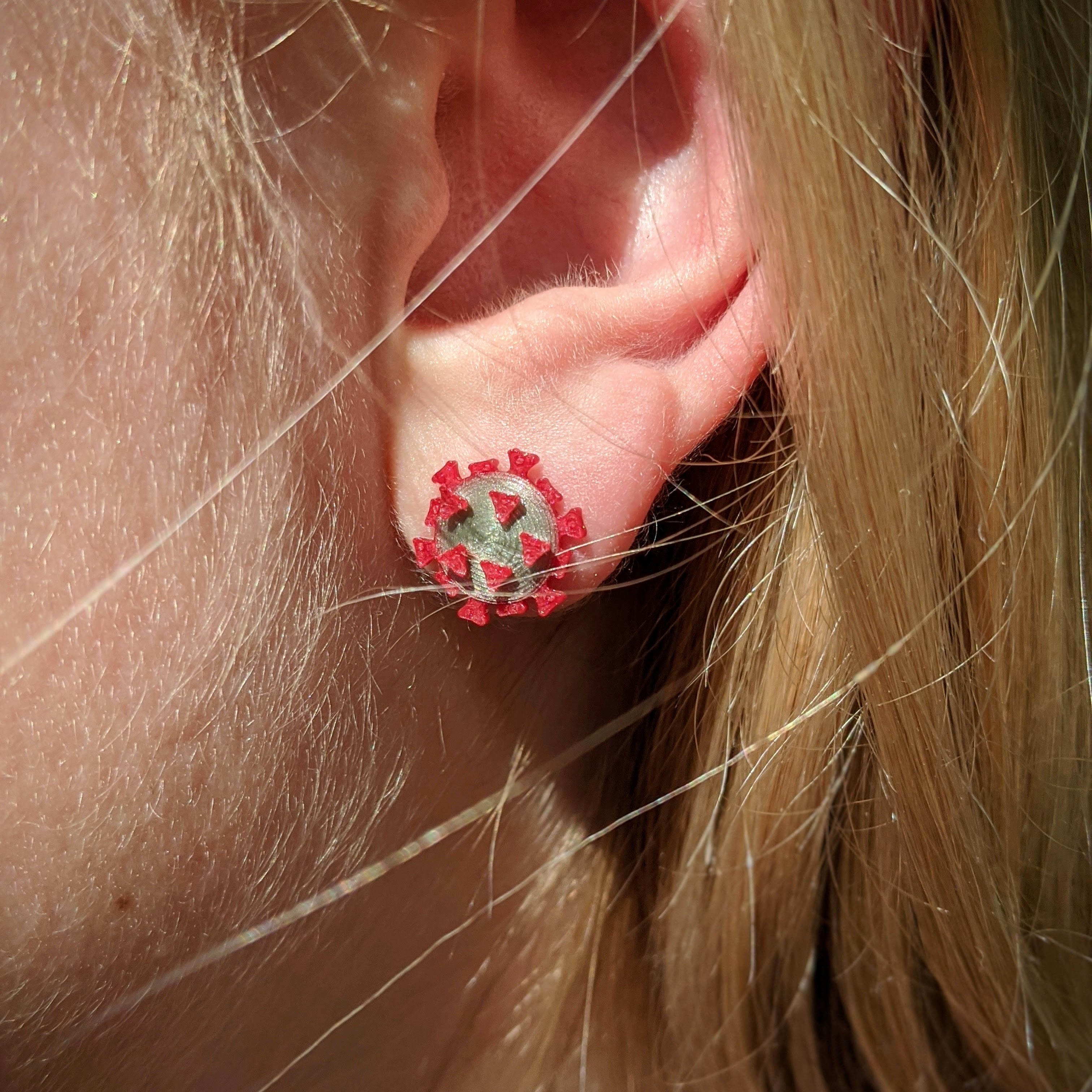 Coronavirus Earrings (stud) 3D Print 314651