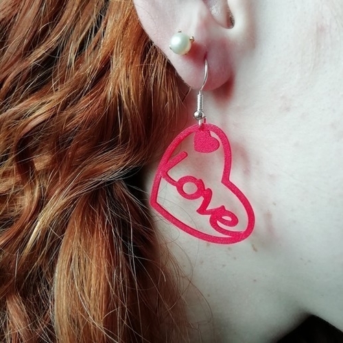 Love Heart Earrings Pendant Key Ring 3D Print 315855